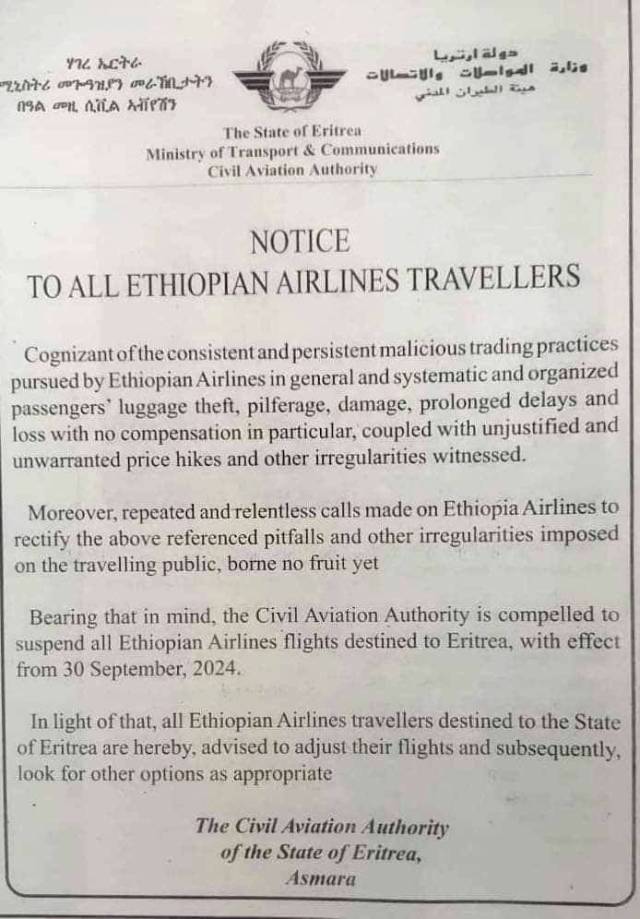 To All Ethiopian Airlines Travellers